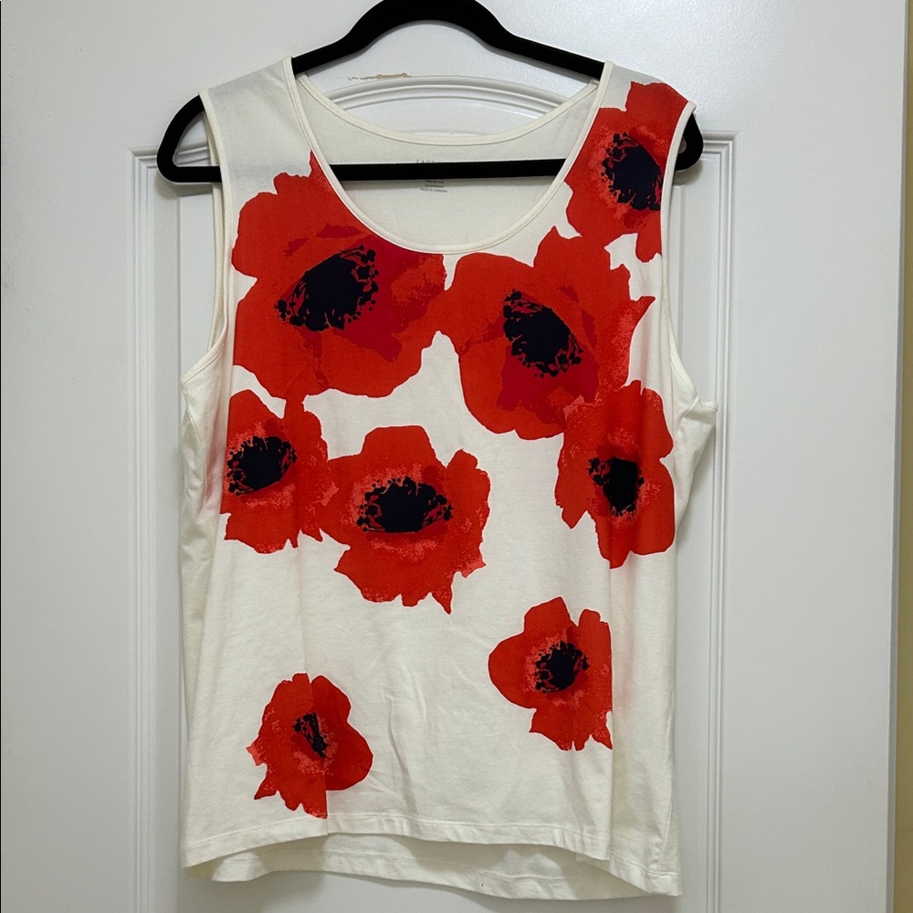 Lands' End Red Floral Tank Top